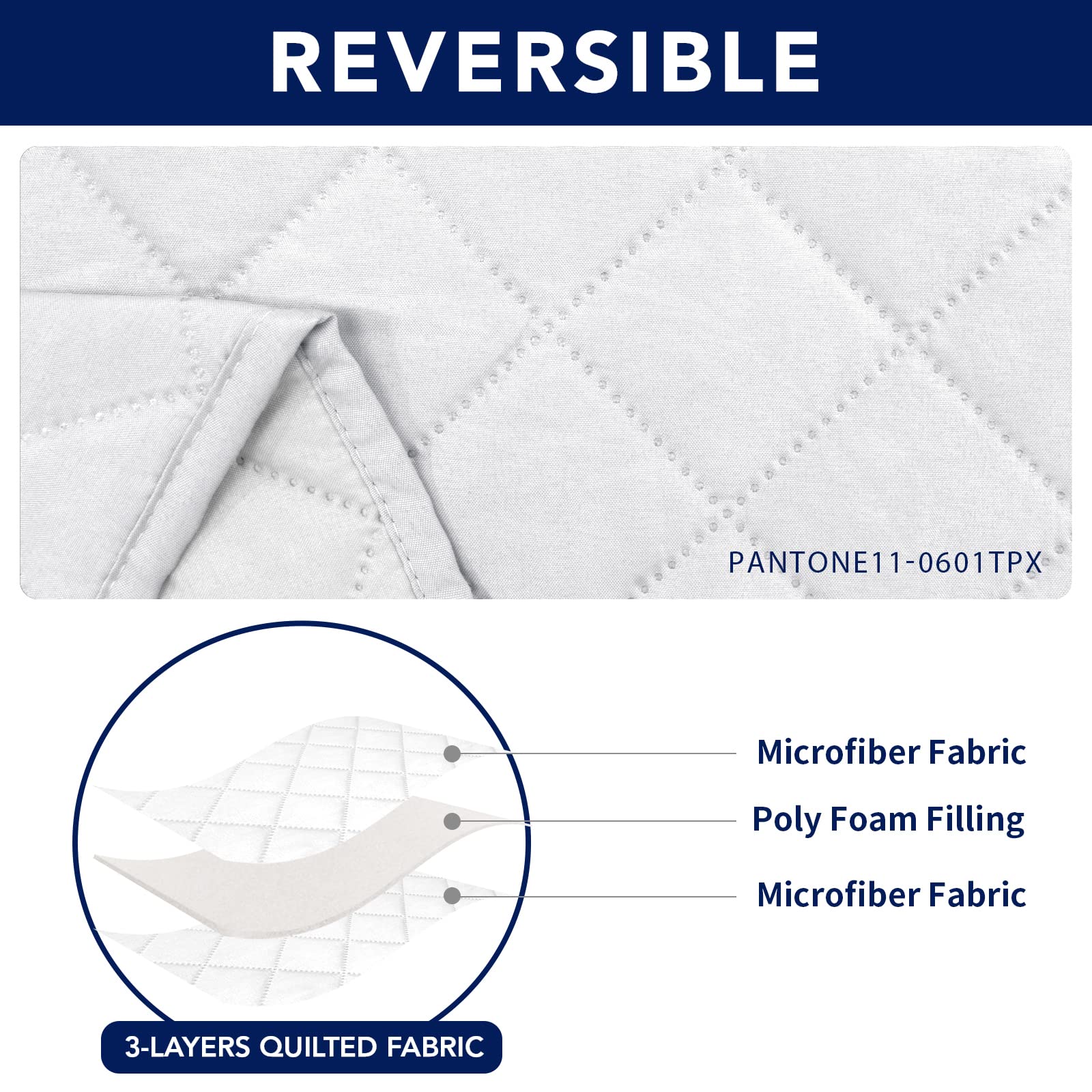 PureFit Waterproof Reversible 3-Seater Recliner Sofa Cover - Non-Slip Split Design for Reclining Couches, Washable Furniture Protector for Pets & Kids (White/White) | Perfect for Living Rooms, Family Gatherings & Pet-Friendly Homes