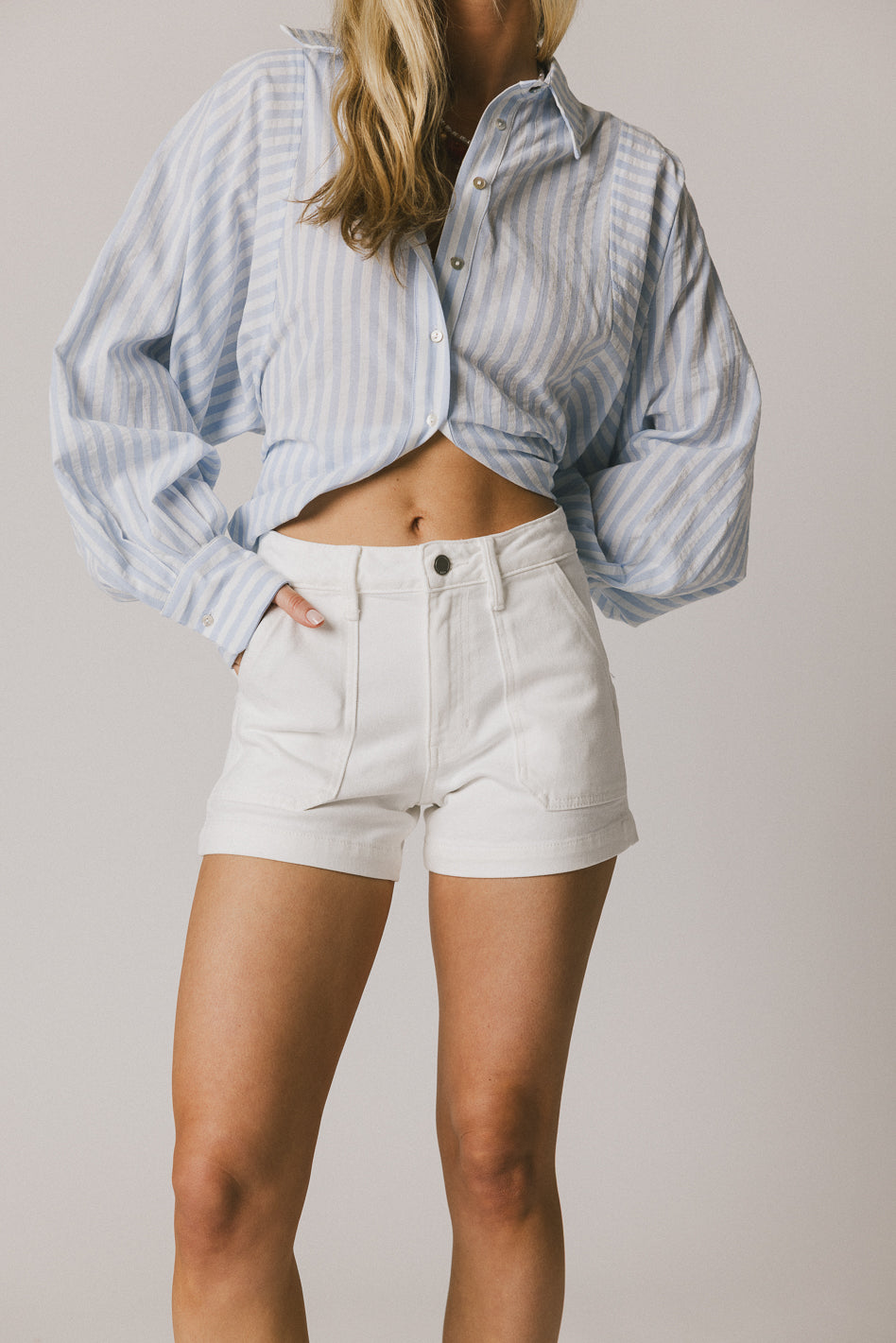 Best Women's Maggie Utility Shorts in White | Comfortable & Stylish Casual Wear for Summer, Travel & Outdoor Activities