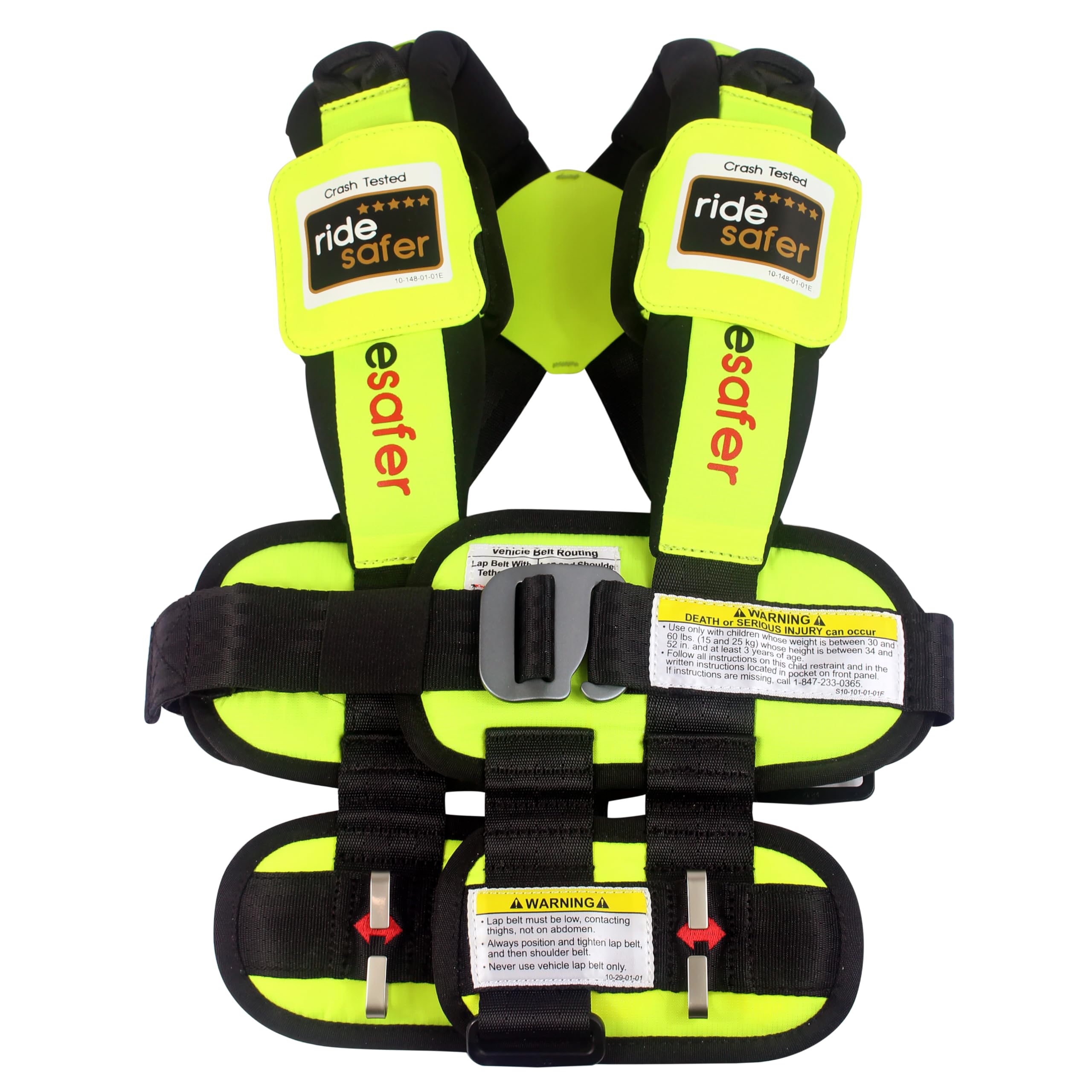Ride Safer Travel Vest with Zipped Backpack - Wearable Lightweight Car Seat for Kids | Compact & Portable | Ideal for Uber, Lyft, Airplane & Rental Cars | Small Size in Yellow | Perfect for Family Travel, Road Trips & Daily Commute