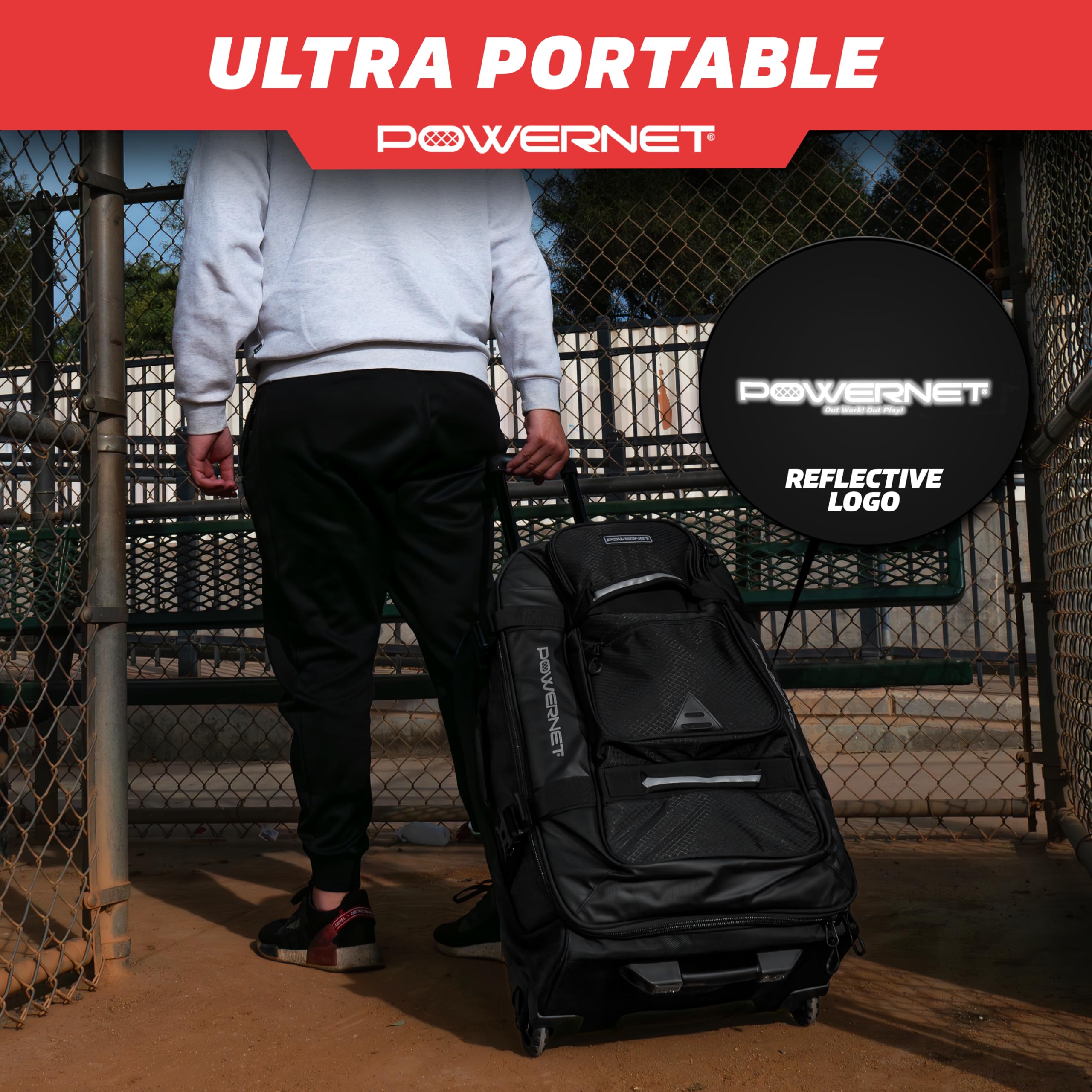 **PowerNet Baseball Bag - Durable Travel Bag for Softball & Baseball Gear - Fits Gloves, Bats, Helmets & Catchers Equipment - Perfect for Games, Practice & Travel**