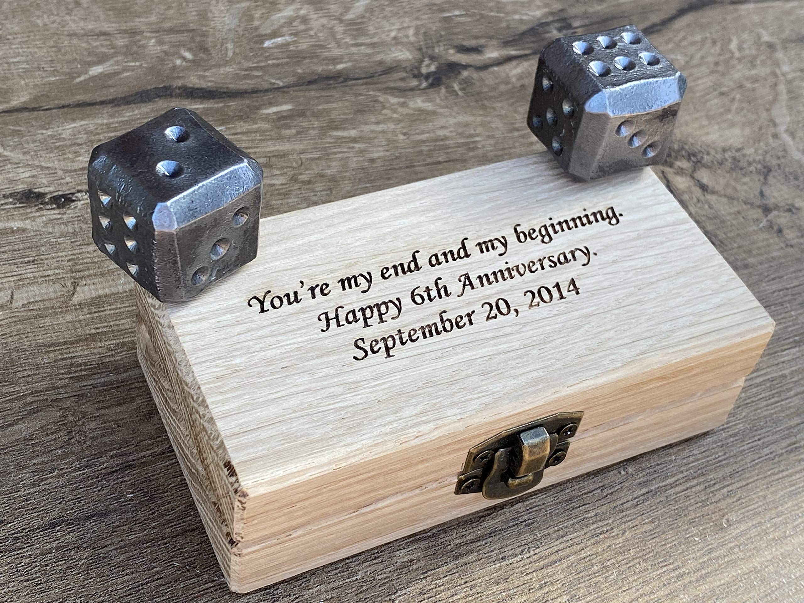Personalized Iron Dice Set in Gift Box - Unique 6th Anniversary Gift for Couples, Iron Themed Present - Perfect for Tabletop Games, Romantic Celebrations & Special Occasions