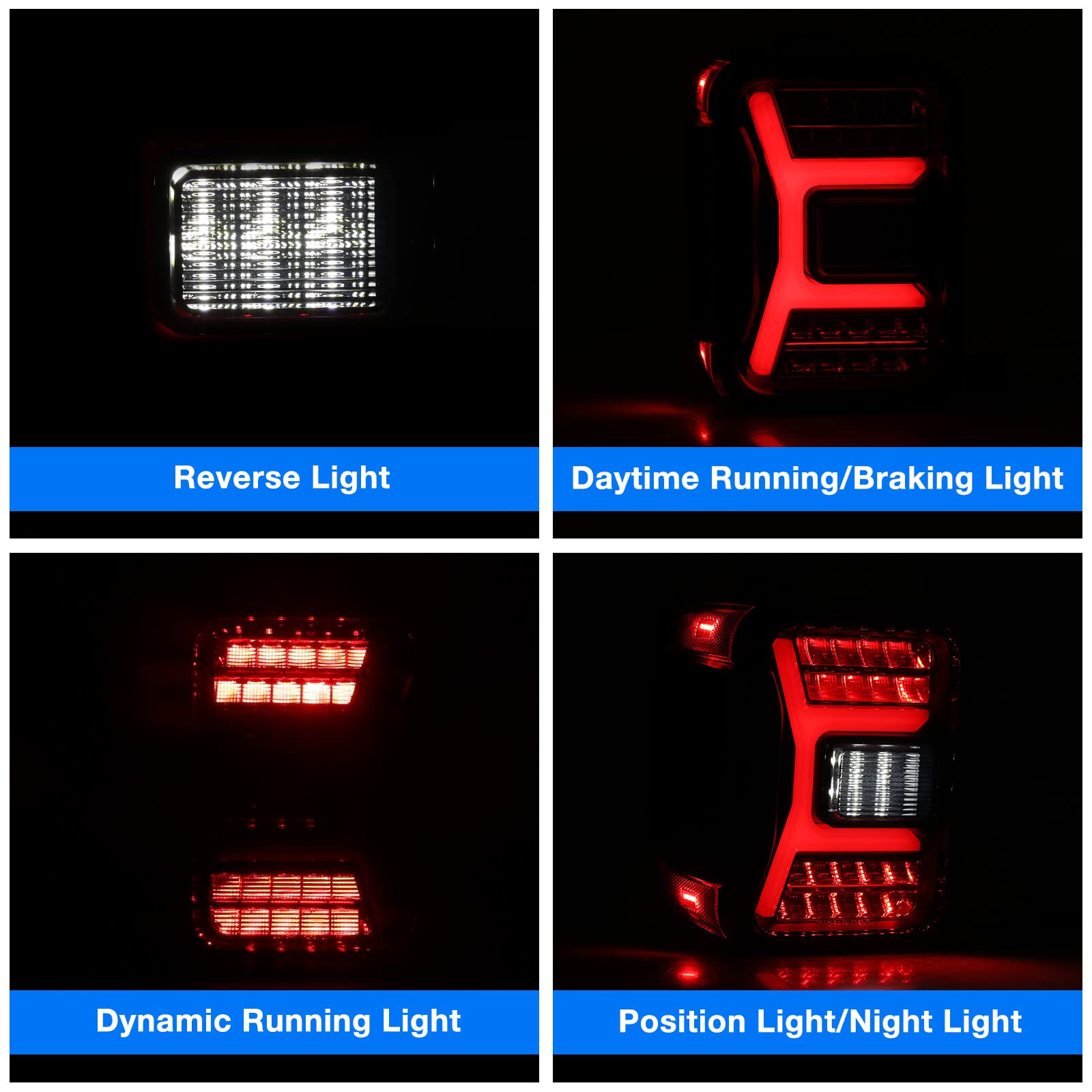 WOLFSTORM LED Tail Lights for 2019-2023 Jeep Gladiator JT - Sequential Turn Signal Tail Light Assembly (Clear Lens) - 1 Pair - Upgrade for Off-Road & Night Driving Safety