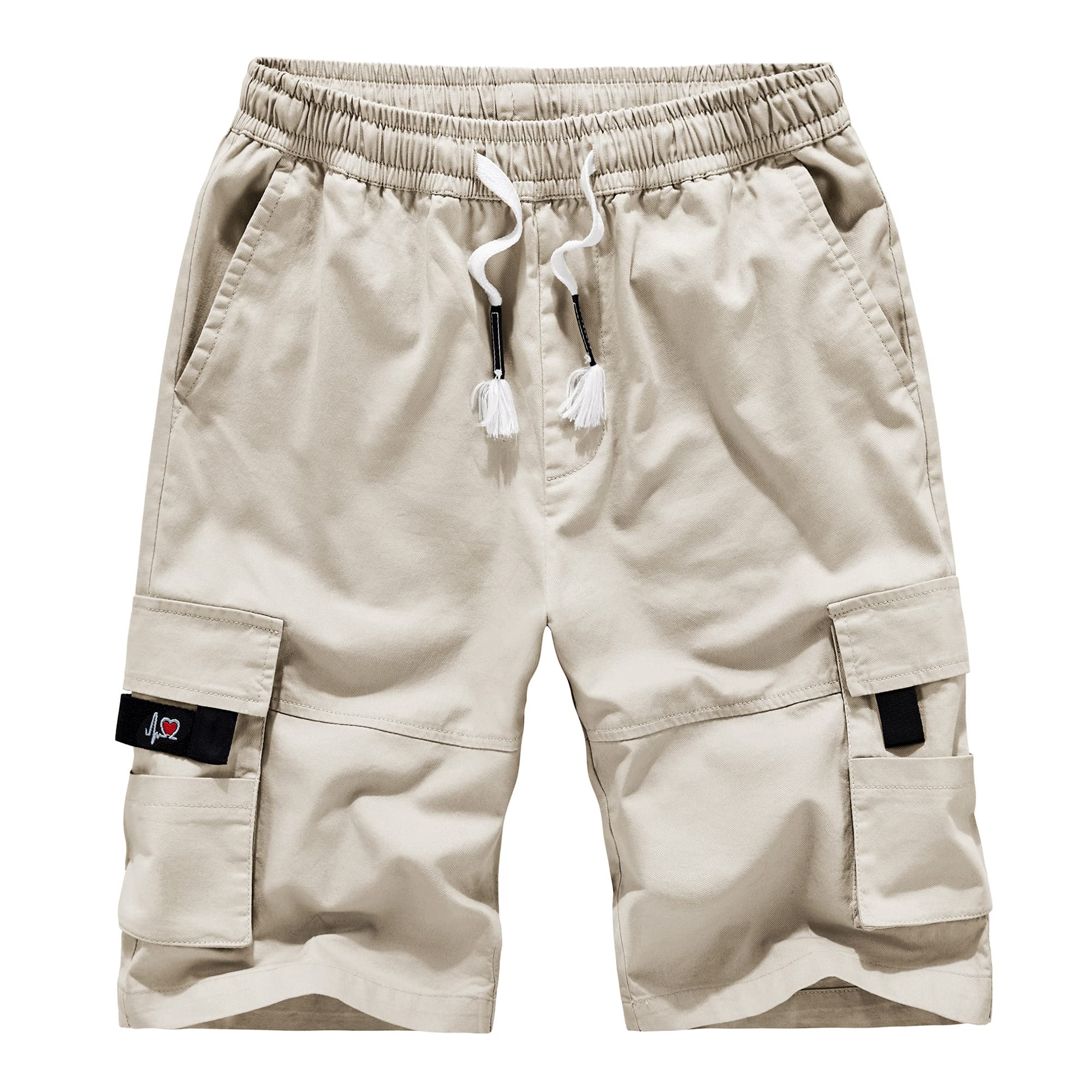 APTRO Men's Cargo Shorts with Elastic Waistband - Relaxed Fit Cotton Work Shorts for Summer | Comfortable Casual Wear for Outdoor Activities, Hiking & Travel