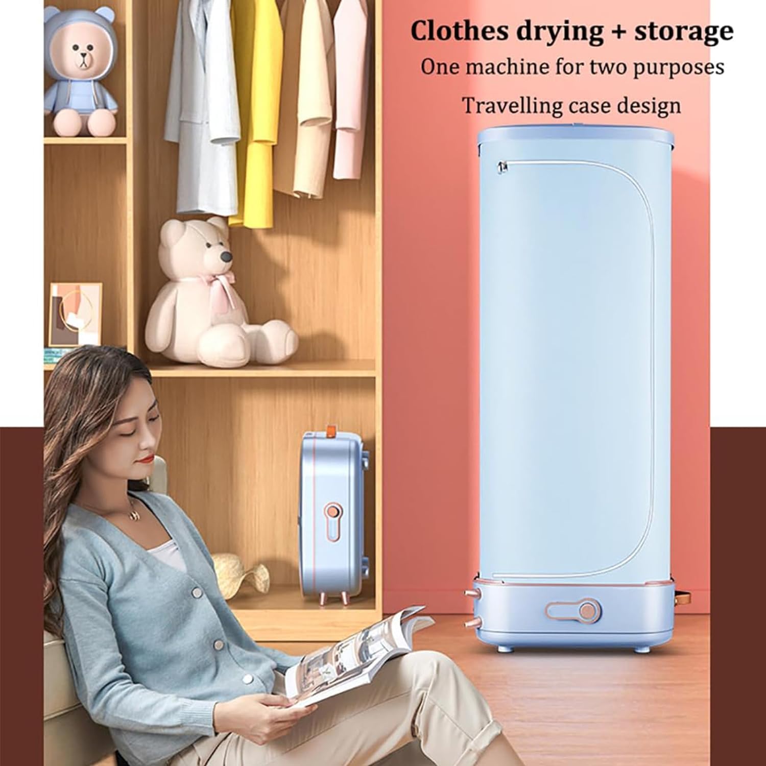 Portable Foldable Clothes Dryer, Fully Automatic Electric Steam Iron with 180-Minute Timer & Constant 60°C Temperature for Home Use - Perfect for Apartments, Travel, and Small Spaces
