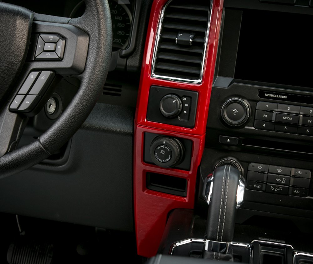 ABS Car Central Console Dashboard Air Vent Panel Cover - Interior Decoration Sticker for Ford F150 2015-2023 Models (Red) | Perfect for Customizing & Protecting Your Truck's Interior