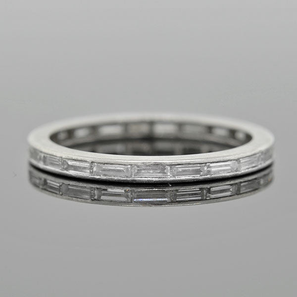 Art Deco Platinum Baguette Diamond Eternity Band Wedding Ring - Vintage Inspired Engagement Ring for Women, Perfect for Anniversaries & Special Occasions