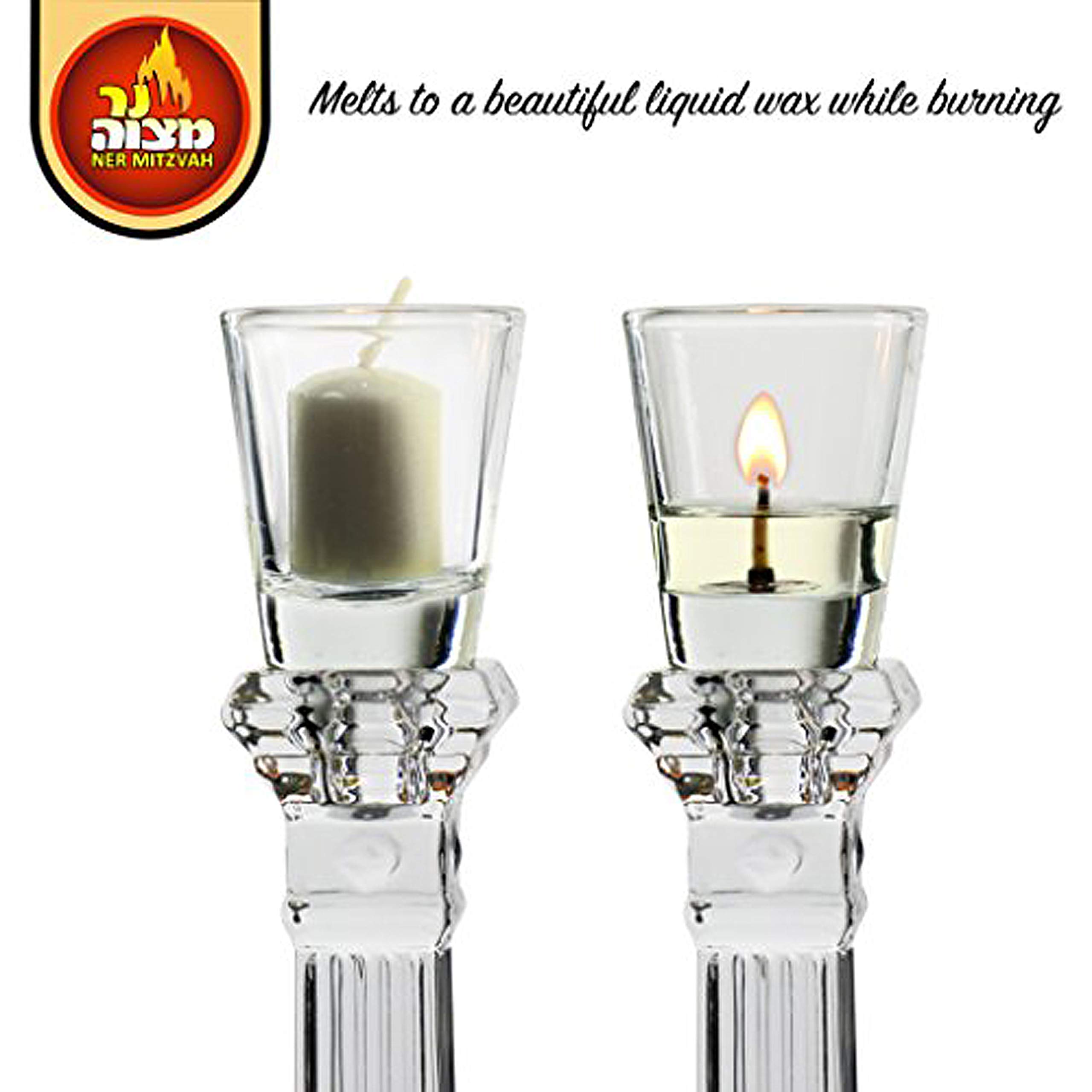 Premium Clear Glass Shabbat Candle Holders - Set of 6 Small Votive Cups for Ner Mitzvah & Shabbos Candles - Perfect for Jewish Holidays, Sabbath Dinner & Home Decor