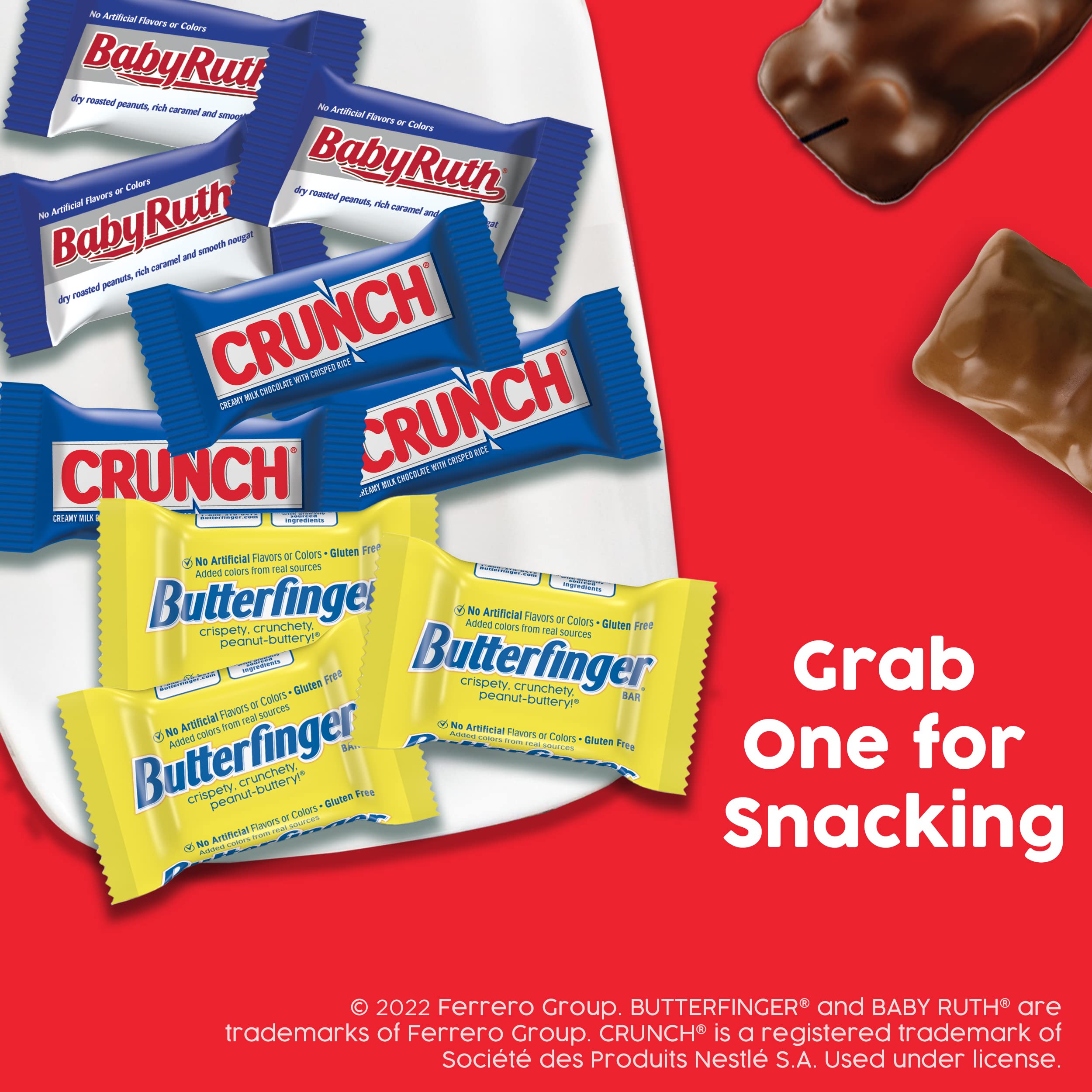 Butterfinger, CRUNCH & Baby Ruth Mini Chocolate Candy Bars Bulk Pack - 35.9oz (90 Count) - Easter Basket Stuffers, Halloween Treats, Party Favors & Office Snacks