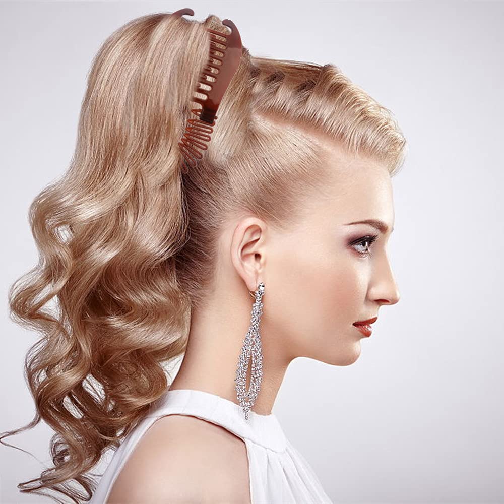 18 Pieces Large Double Comb Fishtail Banana Clips for Thick Hair and Ponytails - Classic Hair Clips for Women and Girls - Perfect for School, Work, Parties and Everyday Styling