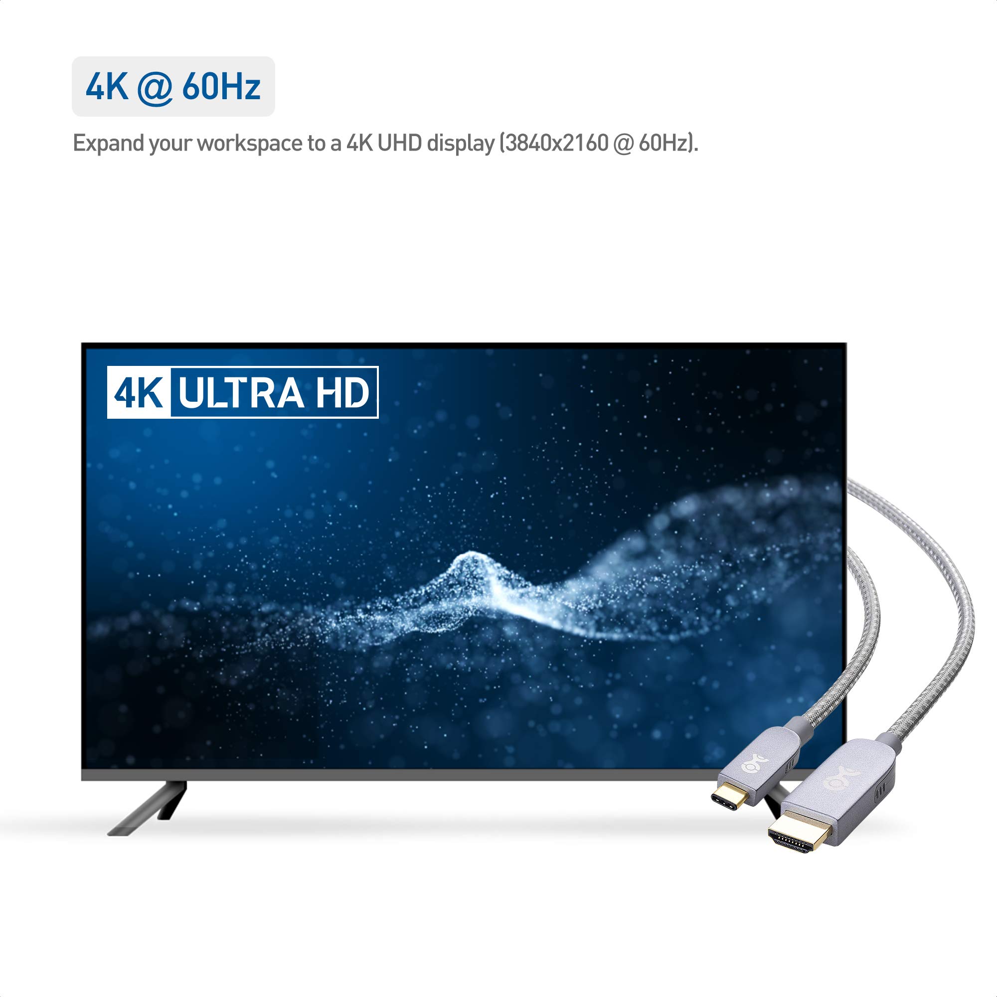 Premium 6ft USB-C to HDTV Cable 4K 60Hz - Space Gray | Fast Charging & Video Transmission | Perfect for Home Theater, Gaming & Office Setup