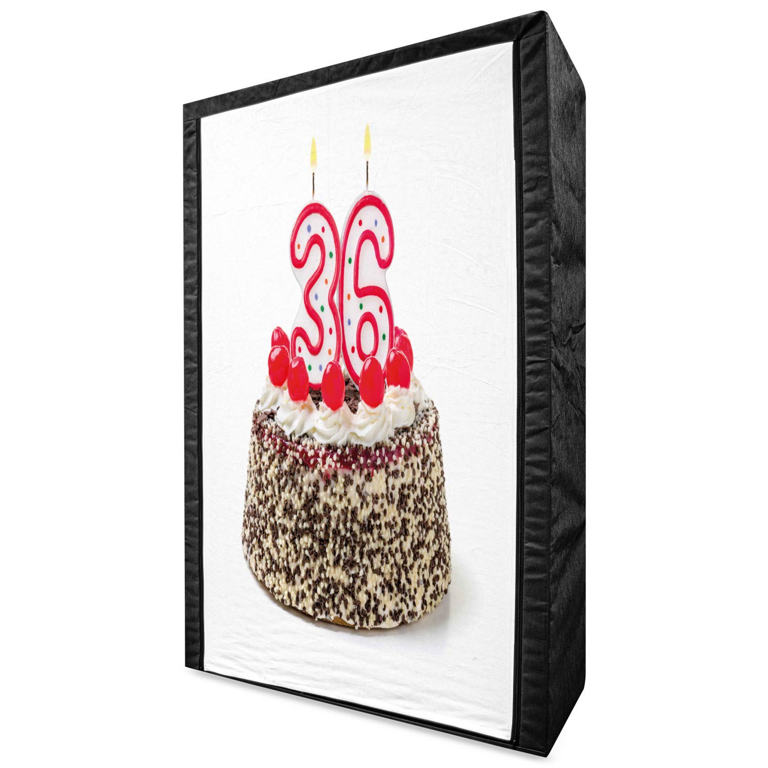 Ambesonne 36th Birthday Portable Fabric Wardrobe - Happy Birthday Party Theme Cake with Candles & Sprinkles Print - 42.5