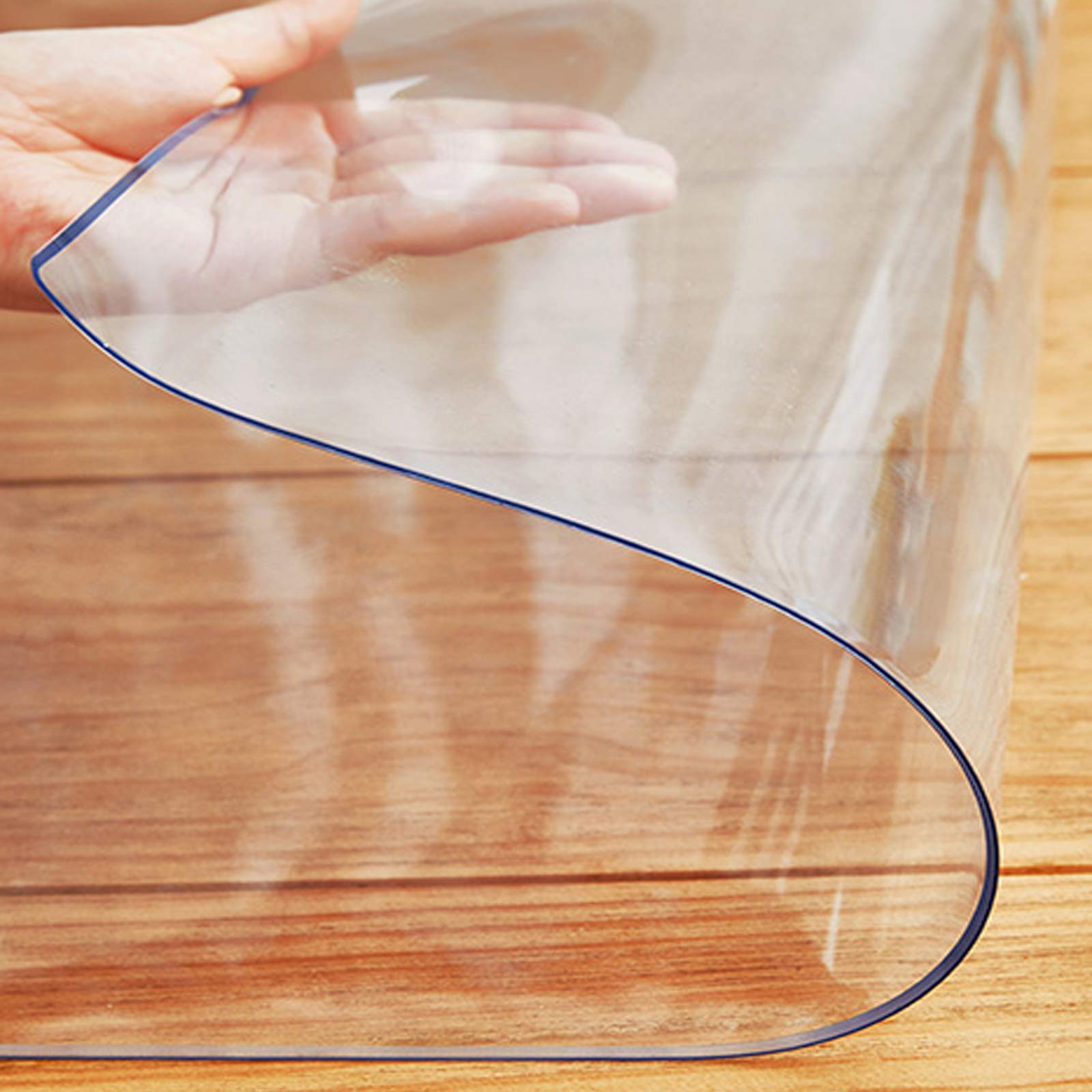 Waterproof Transparent PVC Table Cover Protector - 2mm Soft Glass Clear Tablecloth with Bevel Edging (60x120cm/24x47in) for Dining Table, Coffee Table, Desk & Floor Protection - Ideal for Home, Office & Restaurant Use