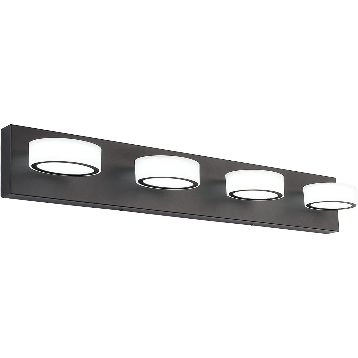 SOLFART Modern Bathroom LED Vanity Light - Rotating Oval Light Bar with 4 Lights, Matt Black Finish (9551-ND) - Perfect for Bathroom Makeover, Dressing Room & Vanity Area Lighting