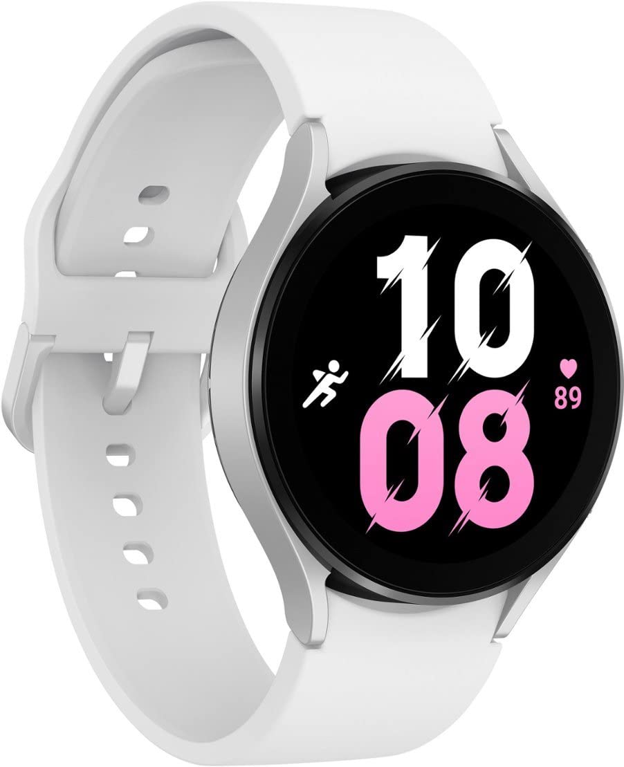 SAMSUNG Galaxy Watch 5 44mm Bluetooth Smartwatch with Body, Health, Fitness & Sleep Tracking | Sapphire Crystal Glass | Enhanced GPS | US Version | Silver Bezel & White Band (Renewed) | Perfect for Workouts, Running & Daily Activity Monitoring