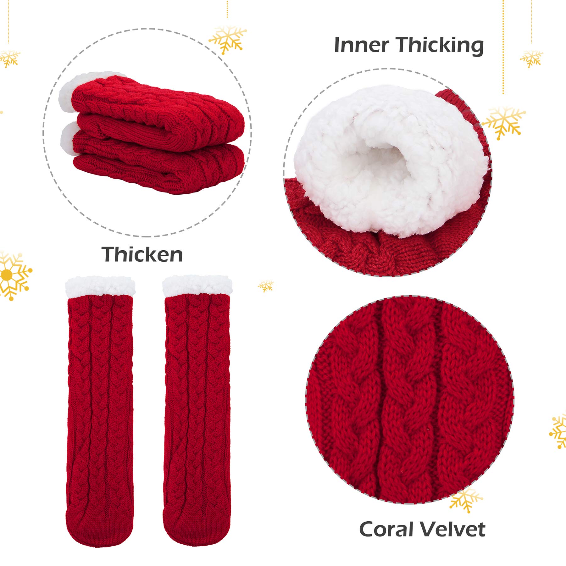 Zando Cozy Fleece Socks for Women & Elderly - Non-Slip Winter Warm Socks with Grips - Perfect for Cold Weather, Home, Hospital & Gift Giving