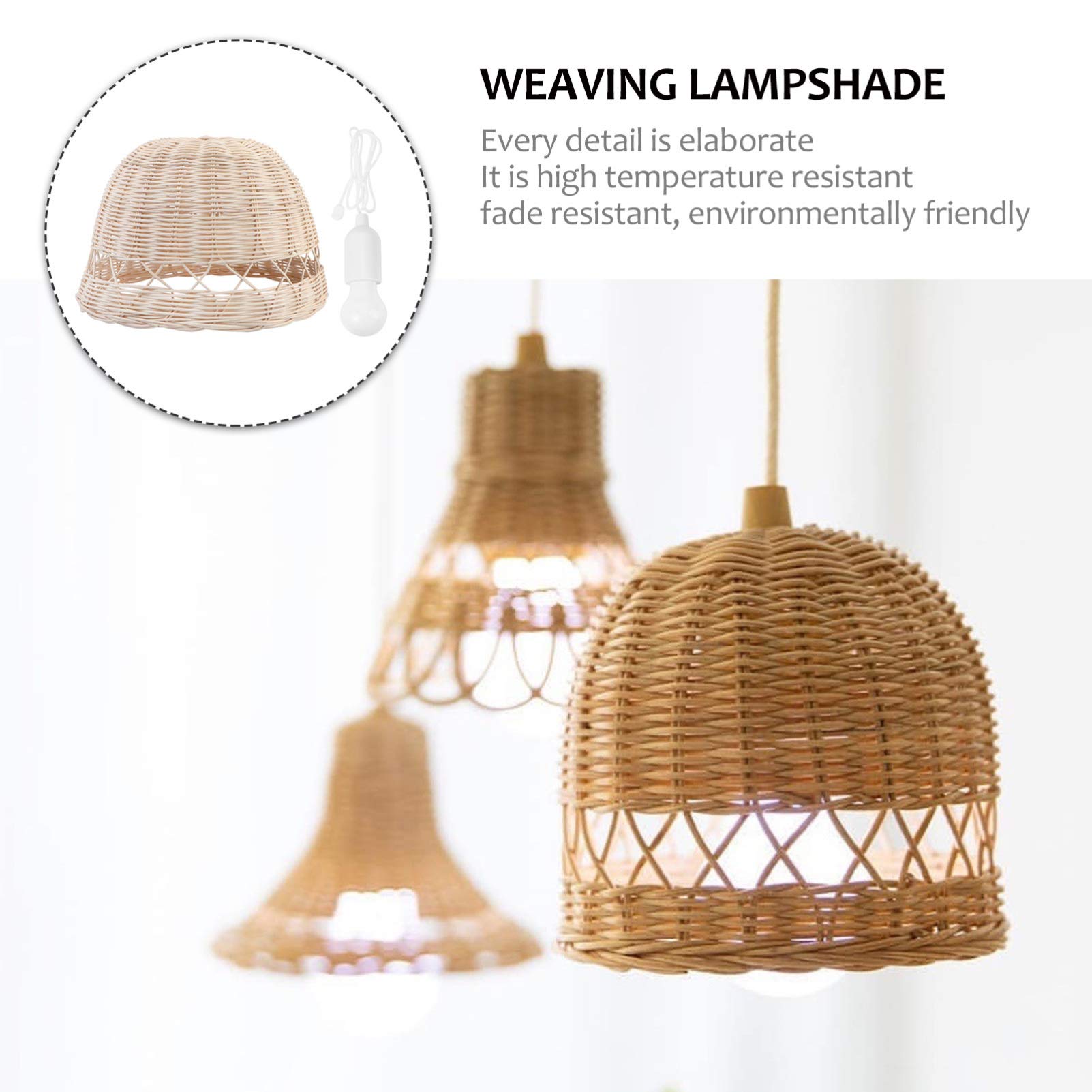 SOLUSTRE Handwoven Rattan Pendant Light - Farmhouse Ceiling Lamp with Rustic Wicker Shade for Kitchen, Dining Room, Bedroom & Porch Lighting