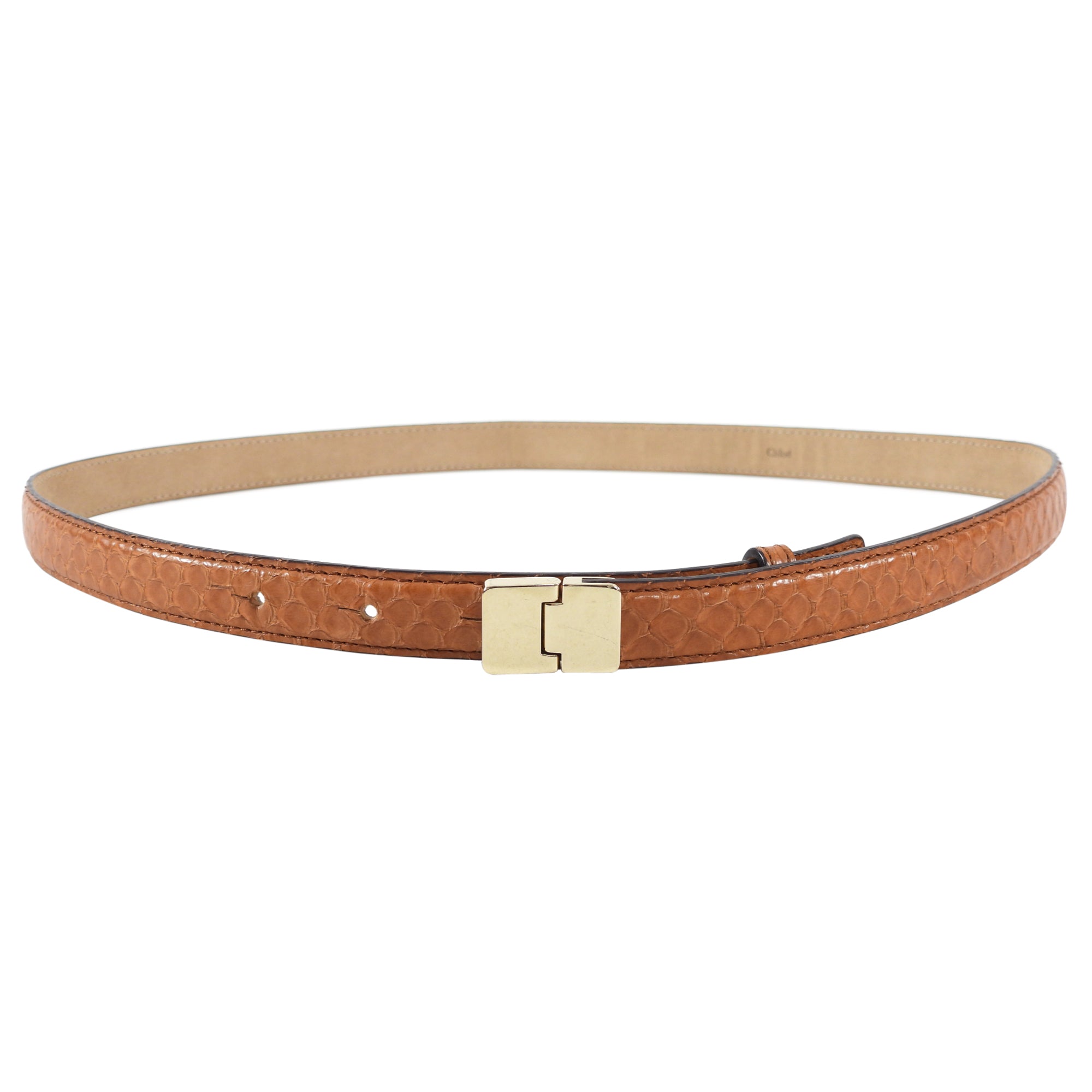 Chloe Vintage Tan Brown Snakeskin Thin Belt 28-31