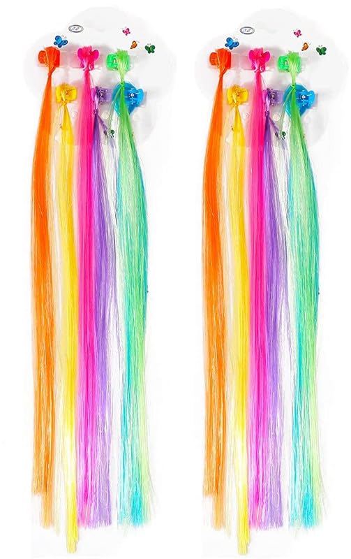 LYTIX 12pcs Rainbow Hair Clips Extensions for Girls - Styling Accessories for Parties & Cosplay