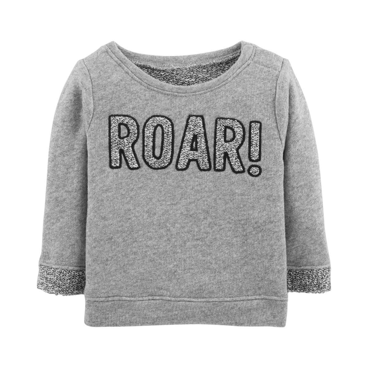 Carter's Infant Boys Gray Roar Baby Sweater Sweatshirt - Soft Cotton Pullover for Newborns & Toddlers - Perfect for Playdates, Family Photos & Cool Weather Outfits