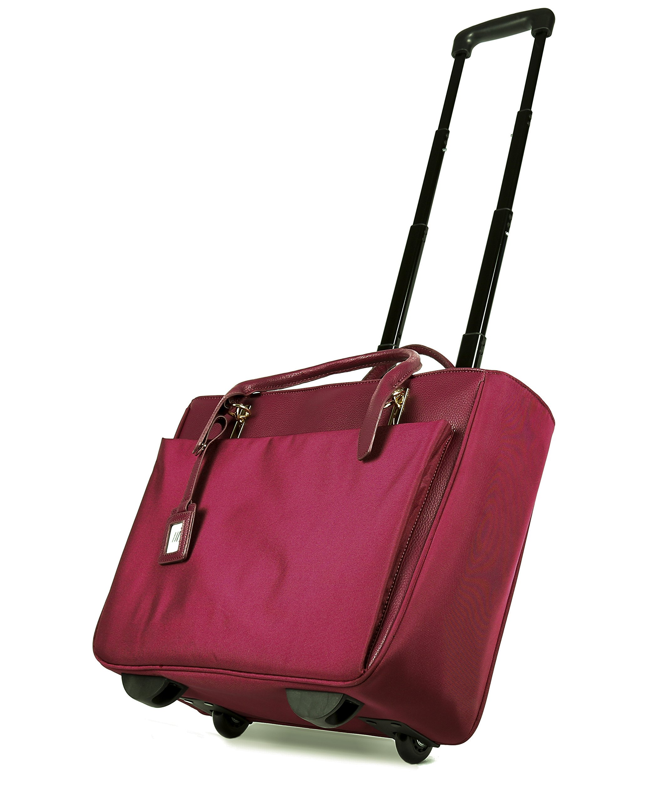 FLORENCE Women's Rolling Tote Bag - Stylish & Durable Travel Luggage with Wheels (Red) - Perfect for Airports, Shopping & Weekend Getaways