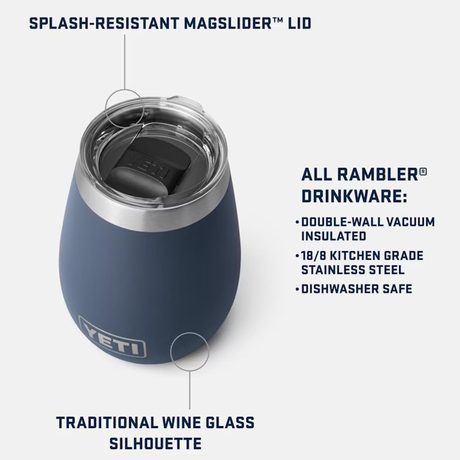 YETI Rambler 10 oz Stainless Steel Wine Tumbler with MagSlider Lid - Vacuum Insulated, Leakproof, Double-Wall Insulation for Hot & Cold Drinks - Perfect for Outdoor, Camping, Travel & Home Use