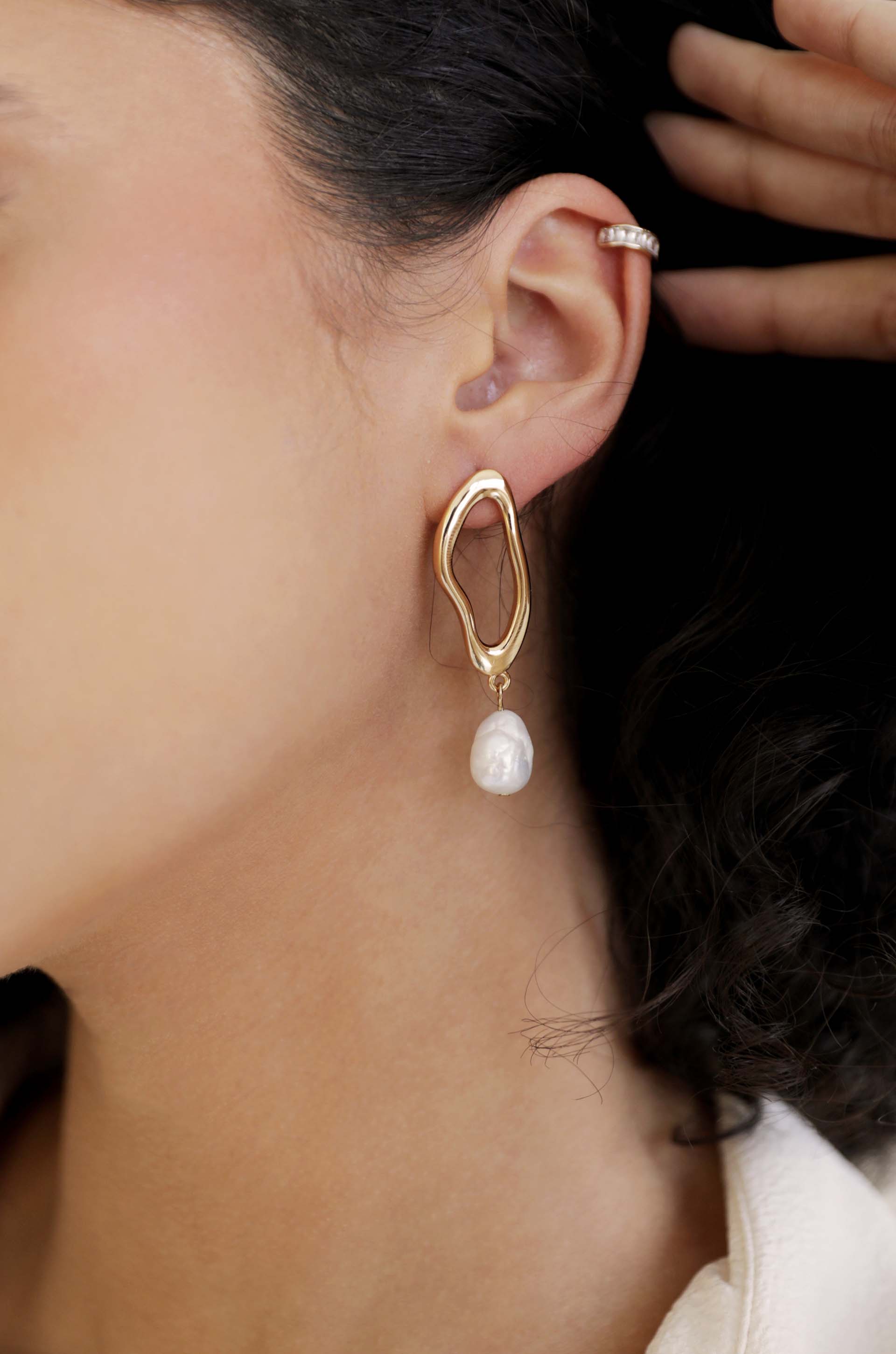 Open Circle Freshwater Pearl Earrings - Elegant Dangle Earrings for Women, Perfect for Weddings, Parties & Special Occasions