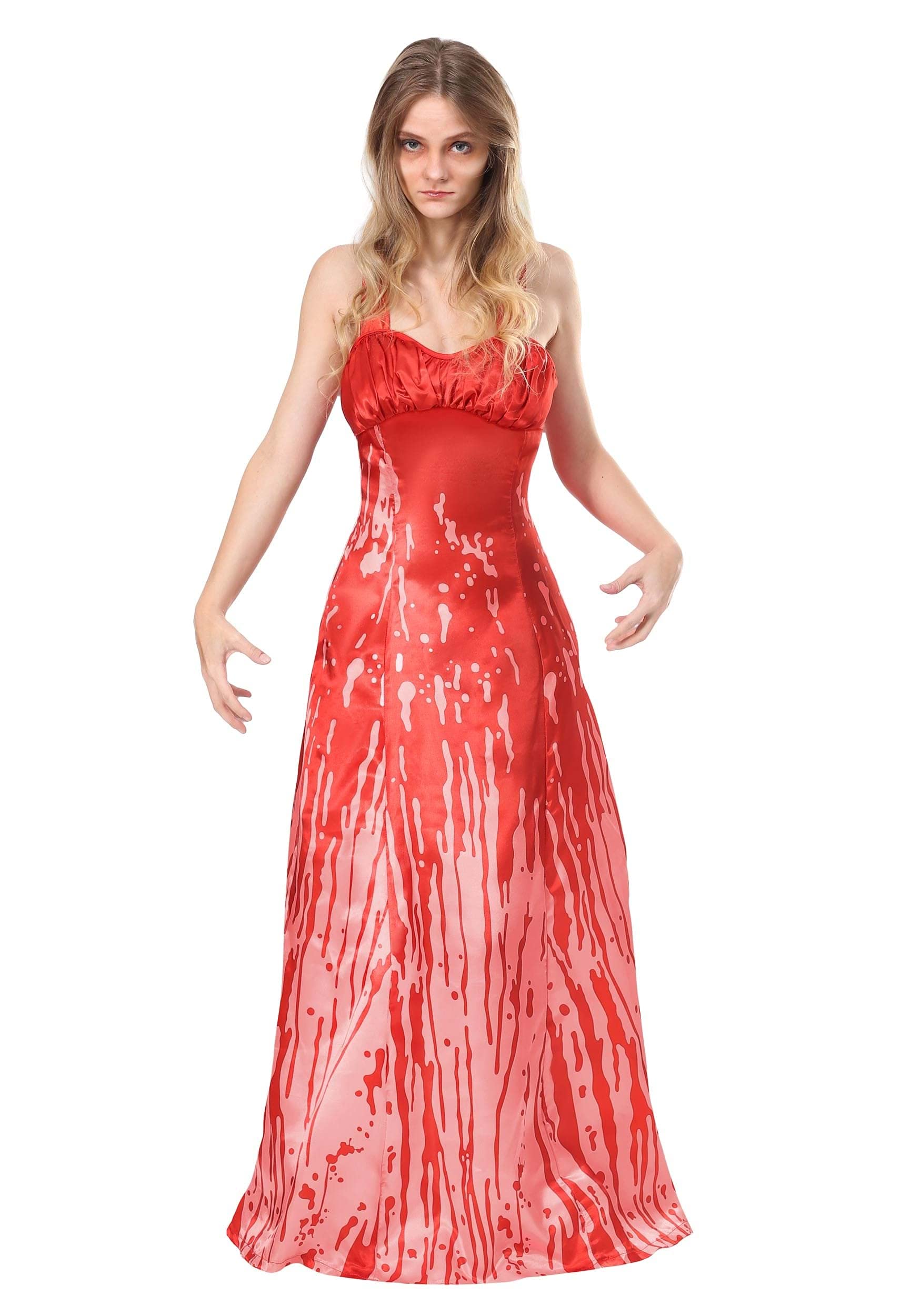 Blood-Spattered Satin Carrie Dress for Women - Halloween Costume & Cosplay