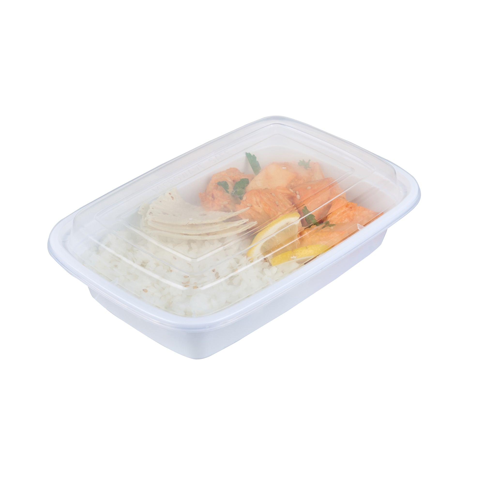 24 oz Rectangle White Plastic To Go Containers with Clear Lid - Microwave Safe, 8