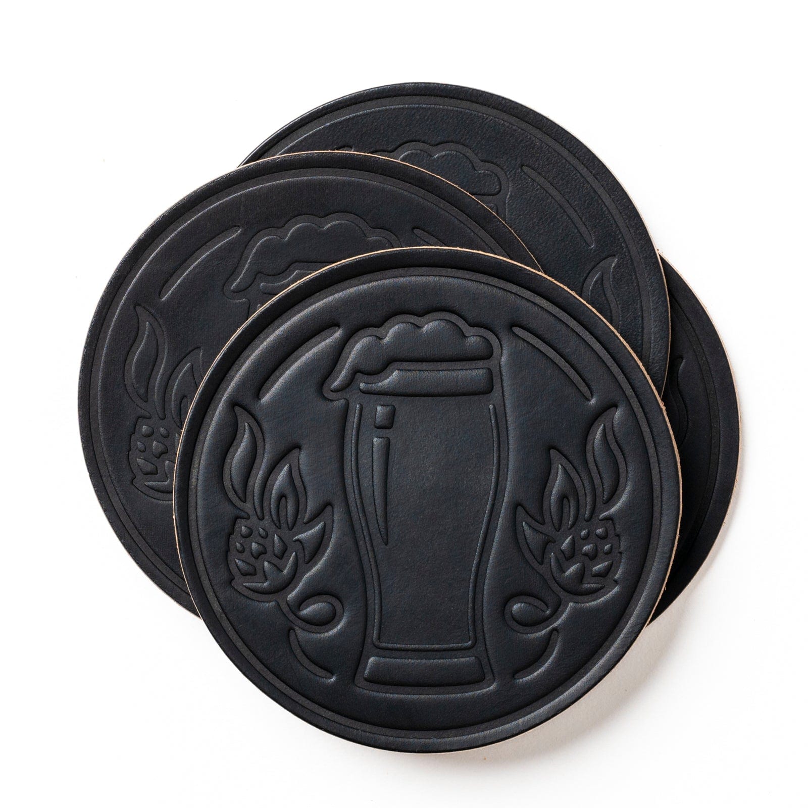 Premium 4-Pack Genuine Leather Coasters for Drinks - Absorbent & Durable Bar & Tabletop Protectors - Perfect for Home, Office, and Restaurant Use