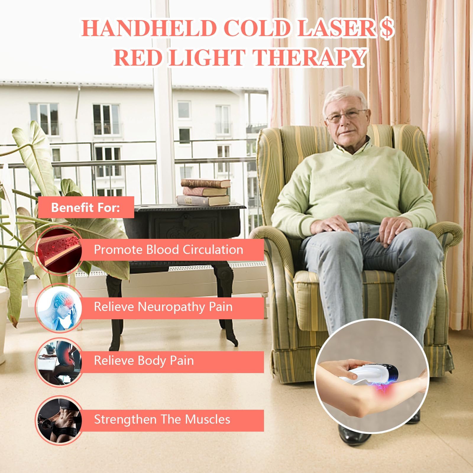 Portable Cold Laser Therapy Device for Pain Relief - Infrared Light Therapy Wand for Joint, Muscle, Neuropathy & Deep Tissue Pain - Maximum Strength Red Light Therapy for Home Use | Perfect for Athletes, Arthritis Sufferers & Post-Workout Recovery