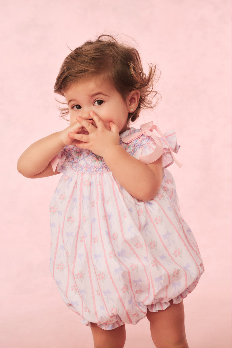 Cecil & Lou Girls Smocked Bow Bubble Romper - Adorable Baby & Toddler Outfit for Summer, Parties & Photo Shoots