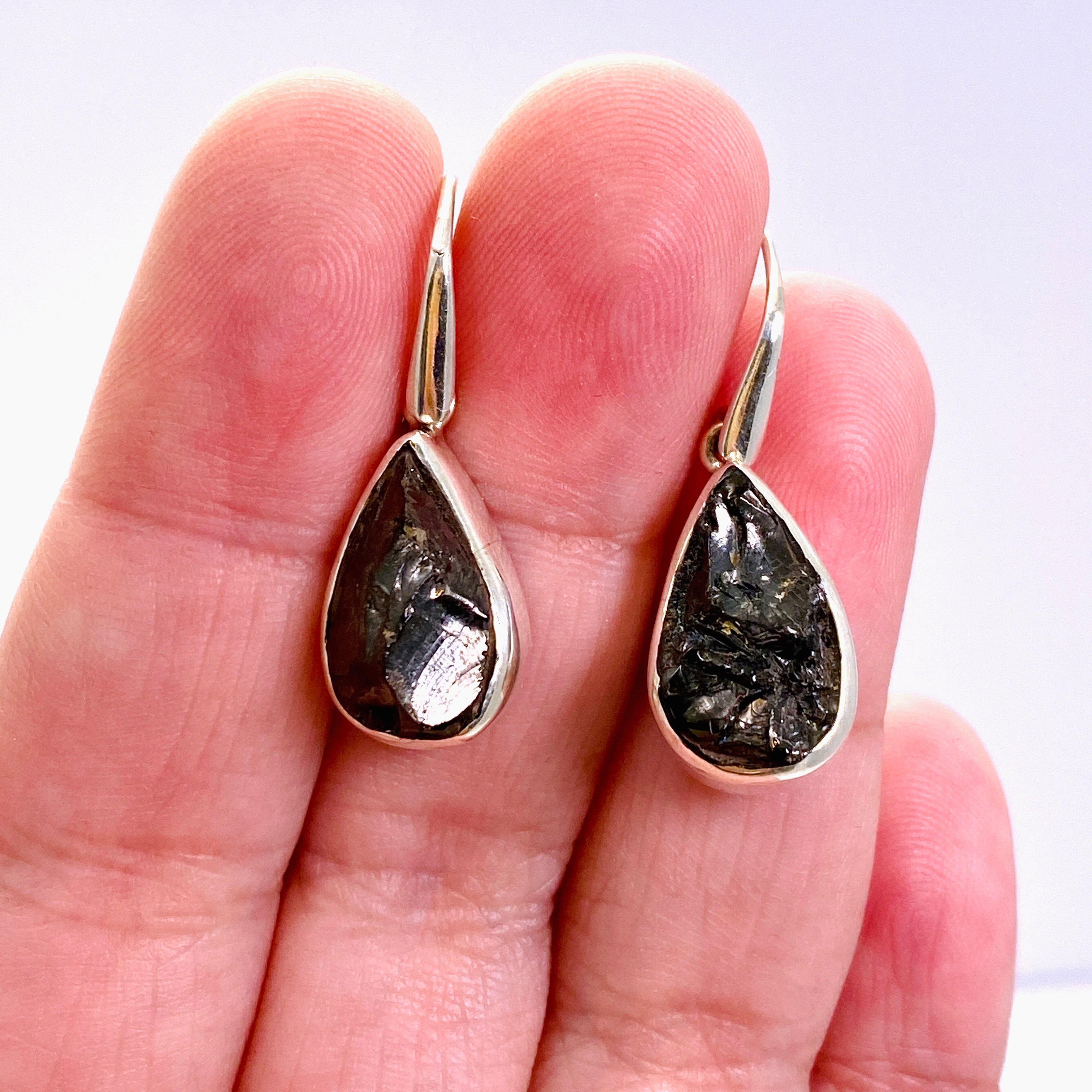 Natural Shungite Teardrop Raw Stone Earrings for Women - Handmade Healing Jewelry for EMF Protection & Stress Relief - Perfect for Yoga, Meditation & Daily Wear