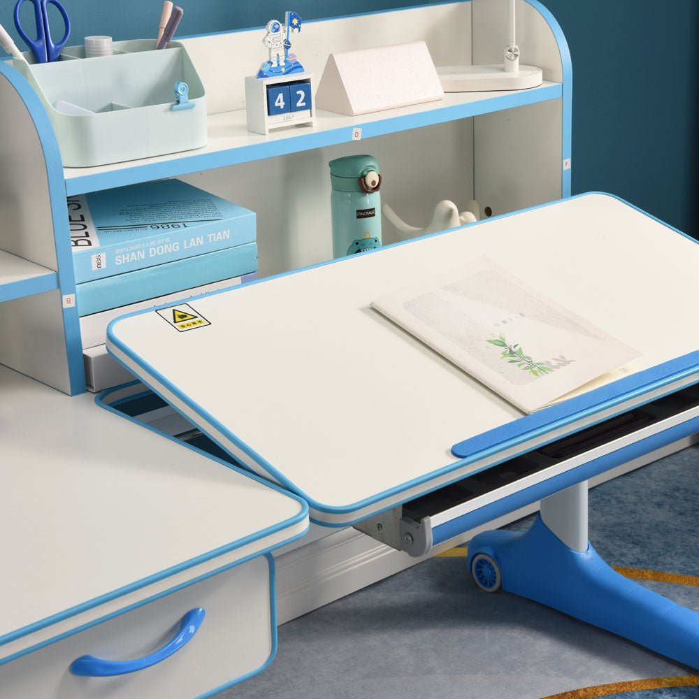 Adjustable Height Kids Study Desk - 120cm Ergonomic Children's Desk in Blue for Home & School Learning - Perfect for Homework, Reading & Online Classes