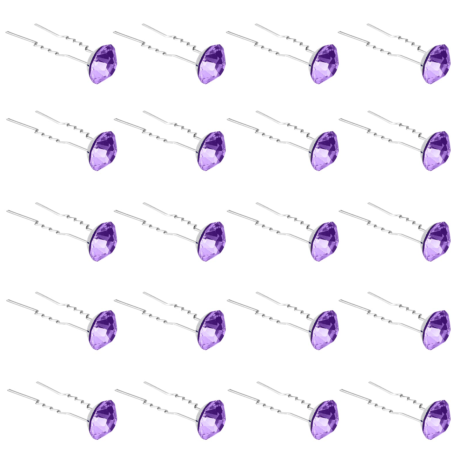 20 Pack Violet Rhinestone Hair Clips - Crystal Bridal Hair Pins for Women, Wedding Hair Jewelry Accessories with Clear Storage Case - Perfect for Bridal Parties, Prom & Special Occasions