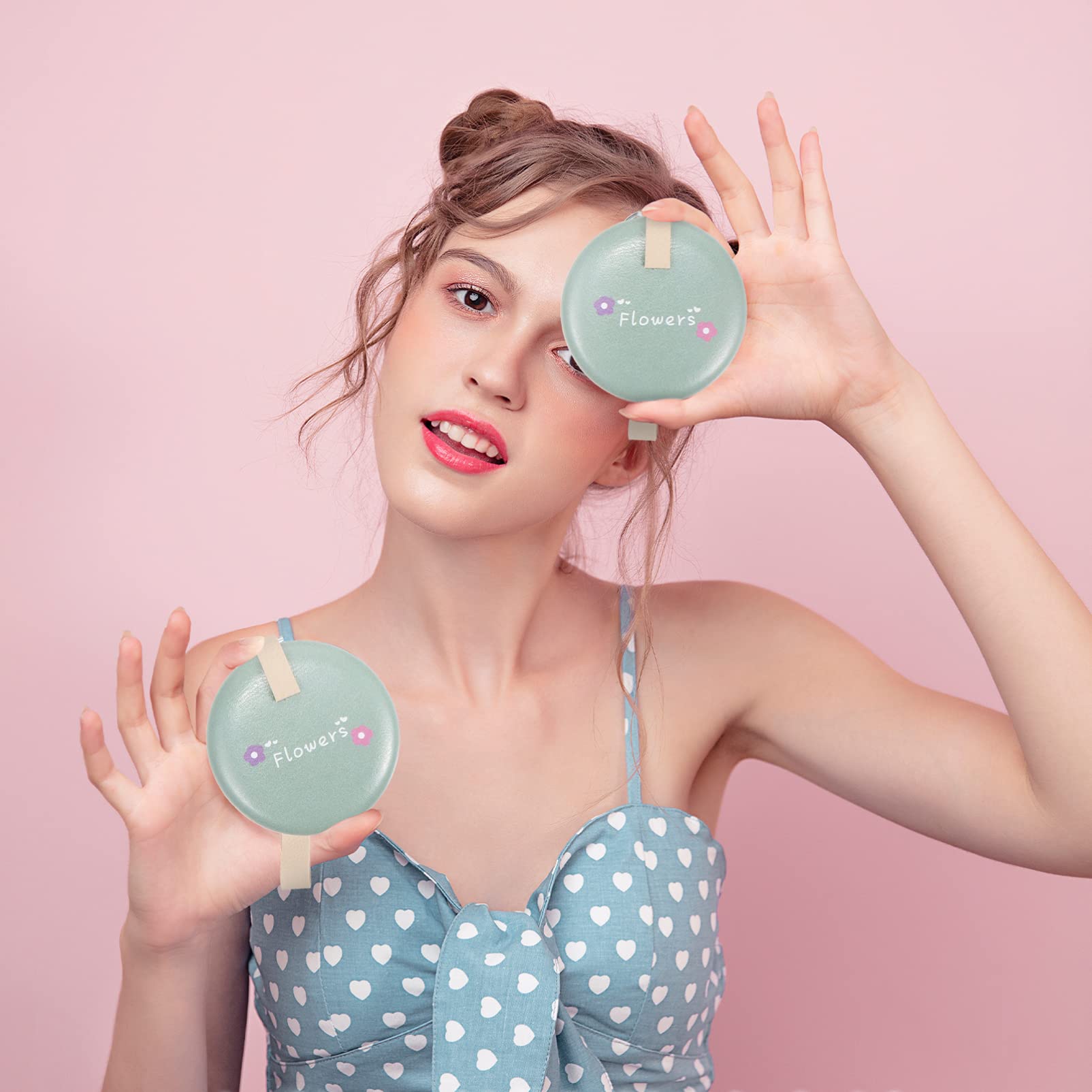 HEALLILY 1pc Vanity Mirror - Small Double-Sided Portable Handheld Cosmetic Mirror, Metal Circular Pocket Mirror for Makeup, Travel & Purse | Perfect for Home, Office & On-The-Go Touch Ups