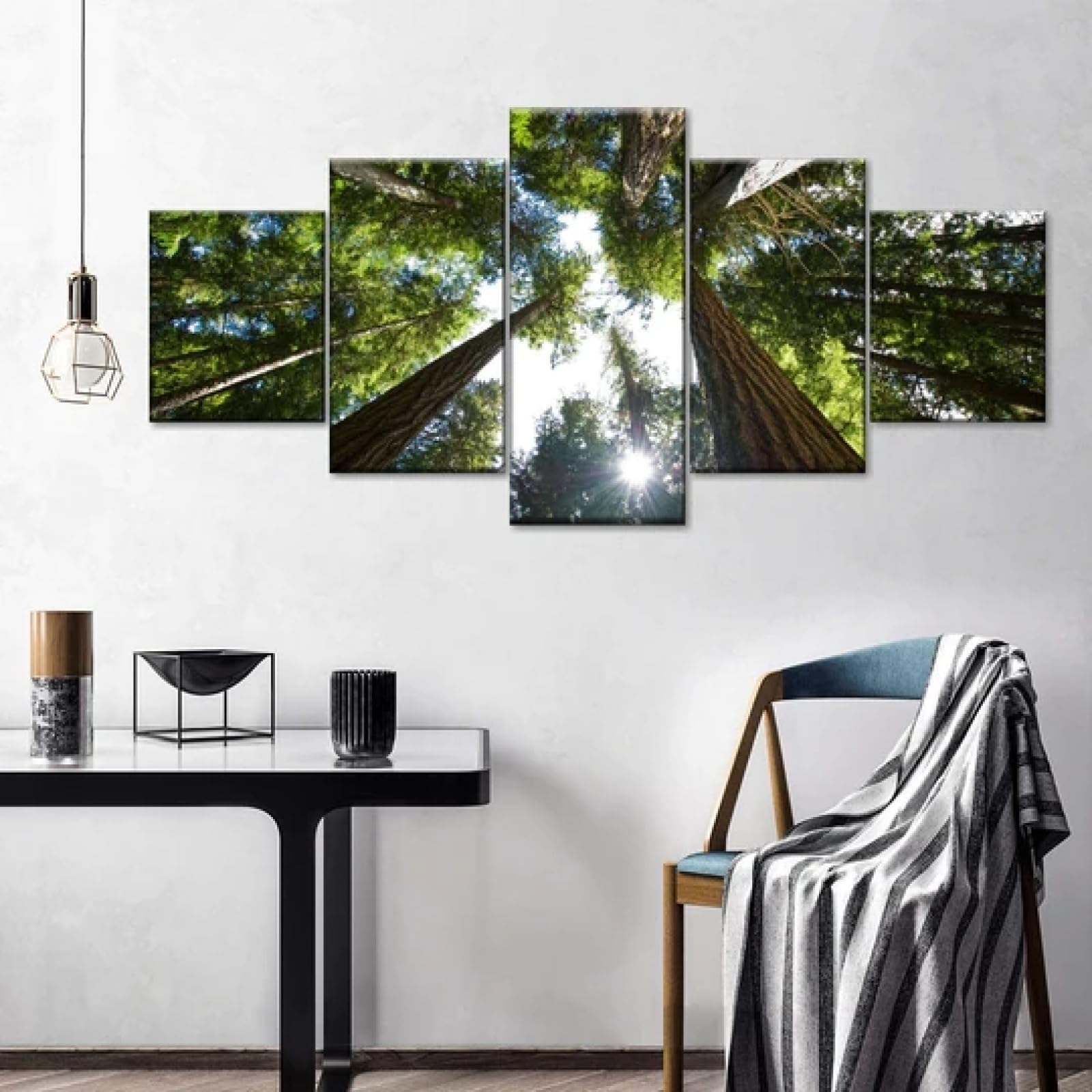 GIZMAC Large 5-Piece Cedar Trees Wall Art Set - Modern Framed Canvas Prints for Living Room & Office Decor - Ready to Hang Home Decoration for Bedroom, Dining Room & Workspace