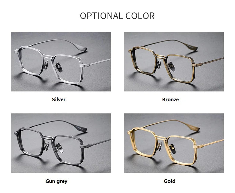 Aimee Unisex Full Rim Square Double Bridge Titanium Eyeglasses 4125 - Lightweight Durable Frame for Reading, Work & Fashion - Perfect for Office, School & Everyday Wear
