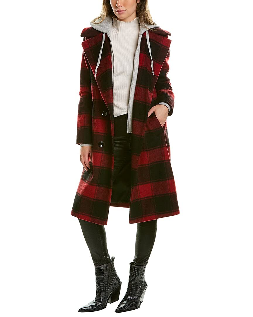 KENDALL + KYLIE Women's Double Breasted Wool Coat - Winter Warm Long Trench Coat for Women, Fashionable Outerwear for Office, Dating & Special Occasions