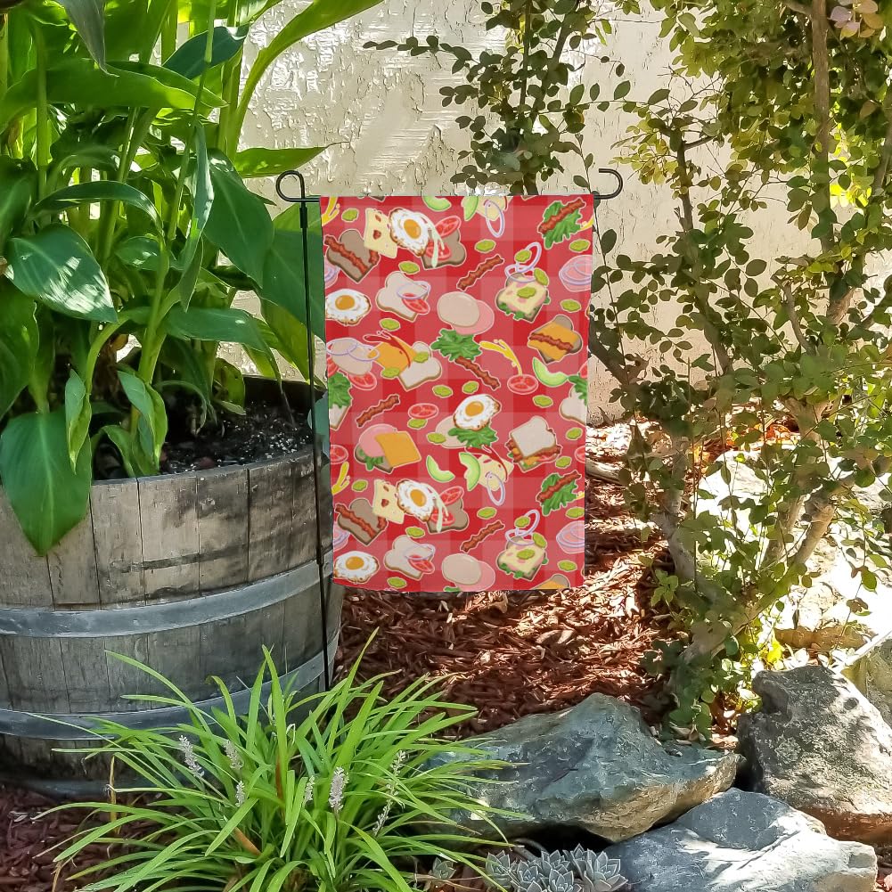 GRAPHICS & MORE Messy Sandwich Pattern Garden Flag - Bread, Cheese, Bacon, Lettuce & Egg Design - Perfect for Outdoor Decor, BBQ Parties & Backyard Fun