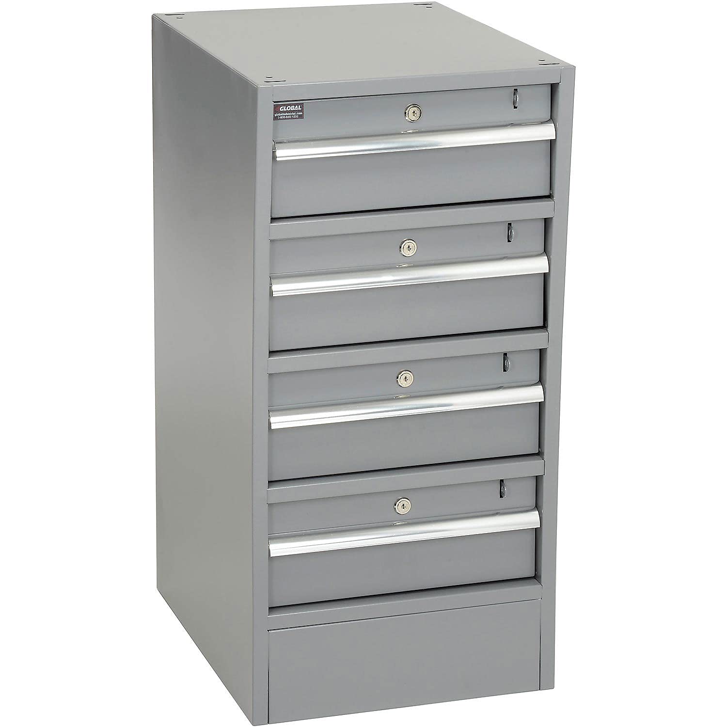 Global Industrial 4-Drawer Workbench Pedestal with Built-In Base - Heavy Duty Storage Cabinet for Garage, Workshop & Industrial Use