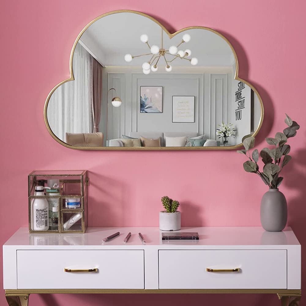 Large Gold Metal Frame Bathroom Mirror - Modern Vanity Wall Mirror for Bedroom, Living Room & Bathroom Decor - Perfect for Makeup, Shaving & Home Styling
