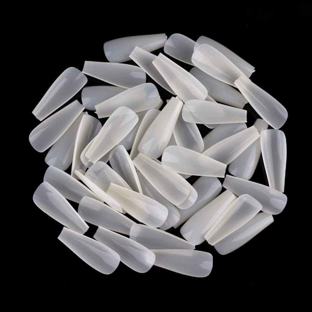 Beaupretty 500 Pcs Acrylic Nail Tips - Natural False Nails, French Full Cover Long Fake Nails for Salon & DIY Nail Art - 10 Sizes White with Storage Case - Perfect for Manicures, Pedicures & Nail Extensions