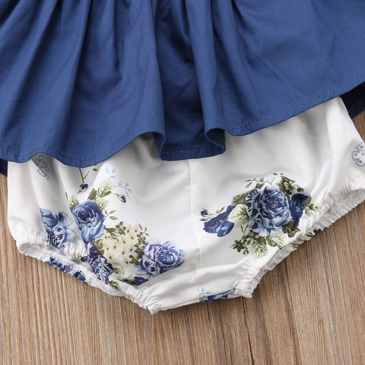 Adorable Newborn Baby Girls Outfit Set - Ruffled Denim Dress & Floral Shorts | Perfect for Photoshoots, Parties & Special Occasions