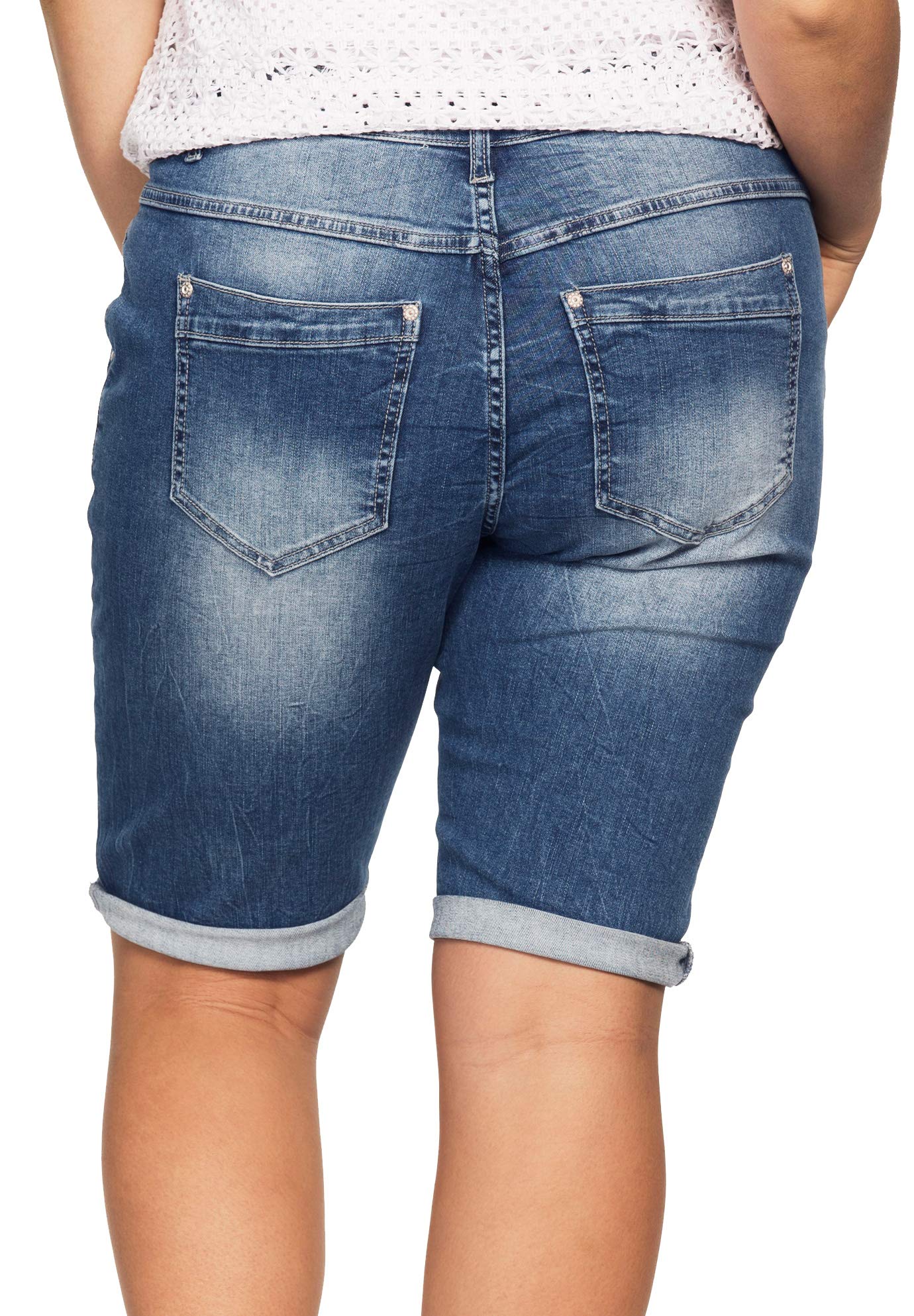 Ellos Women's Plus Size Button-Front Denim Shorts - High Waisted Stretch Denim Shorts for Women, Casual Summer Shorts with Pockets | Perfect for Beach, Vacation & Everyday Wear