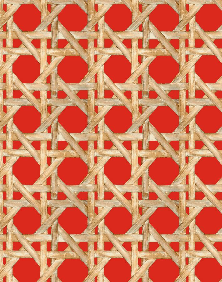 Faux Caning Peel and Stick Wallpaper - Self-Adhesive Removable Wallpaper by Wallshoppe in Red | Perfect for Bedroom, Living Room & Home Office Decor