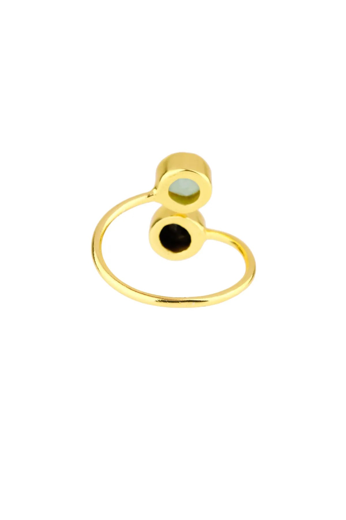 Double Gem Ring with Aqua & Black Onyx Stones - Elegant Stackable Jewelry for Women, Perfect for Weddings, Parties & Everyday Wear