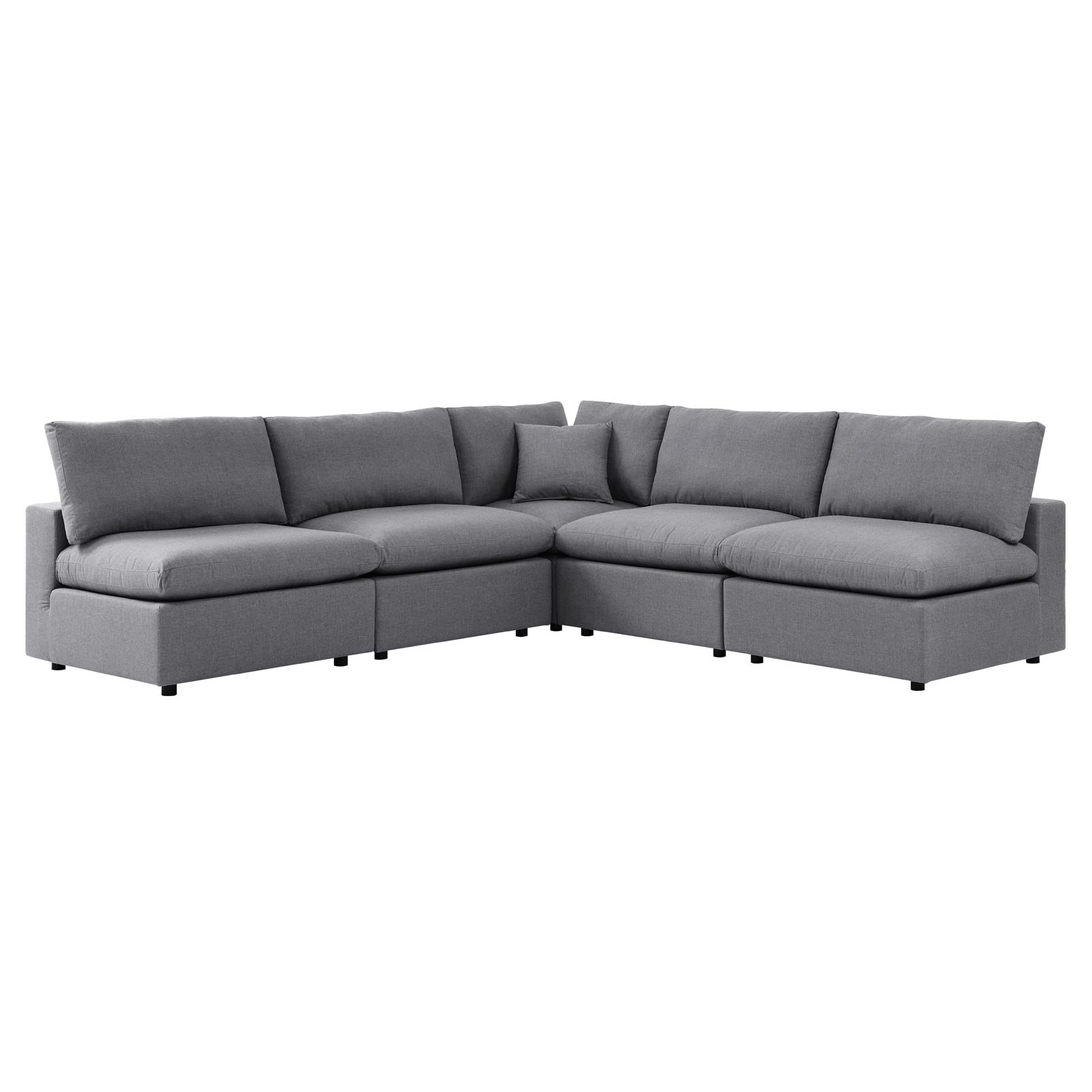 Modway Commix 5-Piece Outdoor Patio Sectional Sofa Set - L-Shaped Armless Design with Sunbrella Gray Fabric - Perfect for Backyard, Poolside & Garden Relaxation
