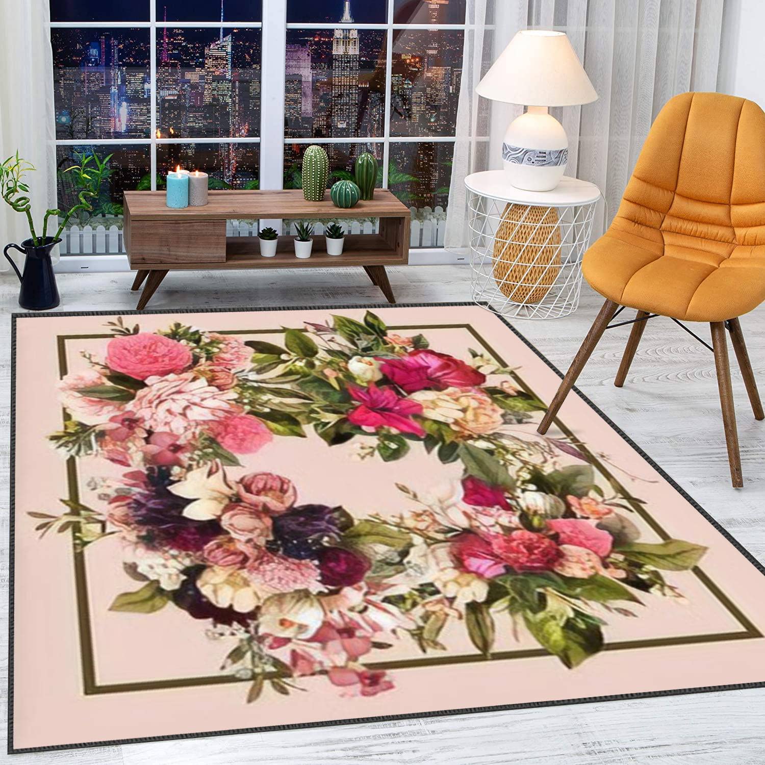 Modern Soft Large Area Rug - Multicolored Silk Scarf Design Non-Slip Carpet for Living Room, Bedroom, Playroom | Home Decor Throw Rug for Kids & Adults | Perfect for Cozy Family Gatherings & Play Areas