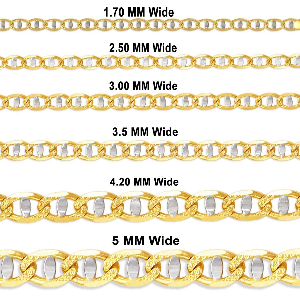 14K Gold Gucci-Inspired Flat White Pave Chain Necklace - Italian Craftsmanship - Shiny Durable Link Jewelry for Women & Men - 16-26 Inches Length, 1.70-5.0MM Width - Perfect for Gifts, Anniversaries & Special Occasions