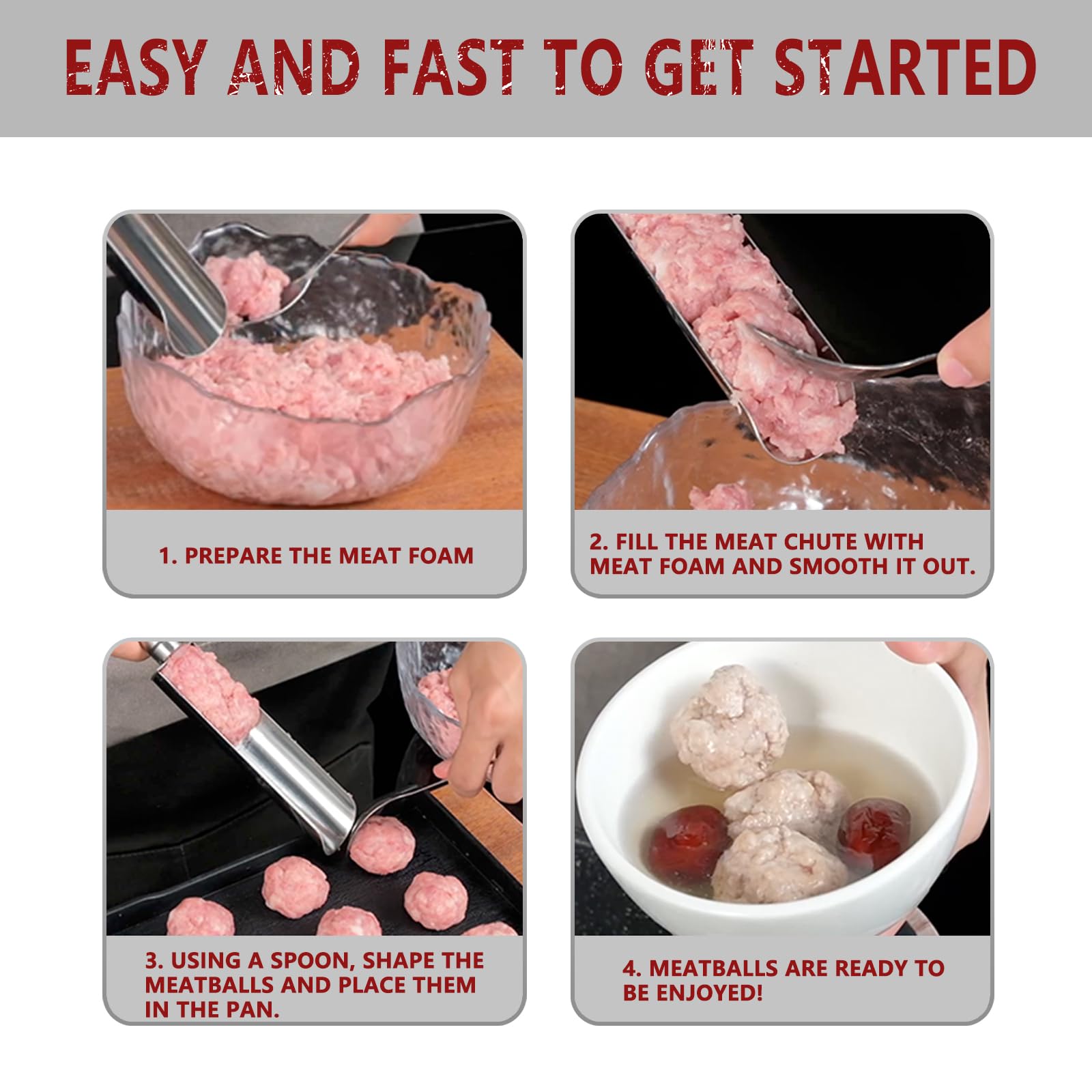 Stainless Steel Meatball Maker - 304 Non-Stick Meatball Press Tool for Dumplings, Pastries & Cooking | Perfect for Home Kitchen, Restaurants & Meal Prep (Small Size)